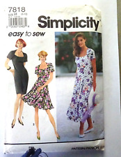 Simplicity 7818 Easy to Sew Women's Dress Pattern Size 6-10 Vintage 1992 Uncut picture