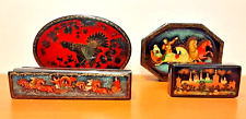 4 Vintage Russian Lacquer Boxes picture