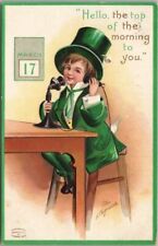 1910 Artist CLAPSADDLE Postcard ST PATRICK'S DAY Girl in Green Suit on Telephone picture