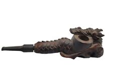 Vintage Japanese Hand Carved Wood Smoking Dragon Pipe picture