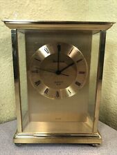 Vintage Bulova Brushed Brass Quartz Mantle Clock Tested See Pictures Read picture