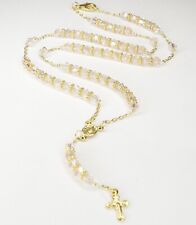 Rosary Clear Beads Necklace Gold Plated Blessed by Pope for Women picture