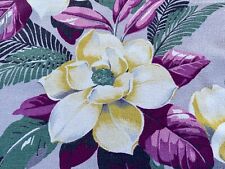 1930's Chartreuse & Purple Lavender MAGNOLIAS Barkcloth Vintage Fabric PILLOWS picture