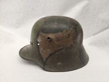 WW1 Imperial German M16 Steel Helmet Battle Damaged, Camo Painted picture