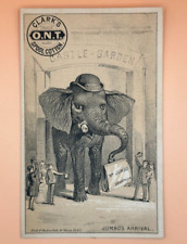 1880s JUMBO ELEPHANT London Arrival Clarks SEWING THREAD Advertising Trade Card picture