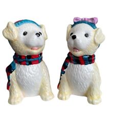Ceramic Christmas Holiday Dog Puppy Salt and Pepper Shakers picture