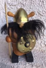 1950-1960s Vintage Swedish danish little viking figurine made of Brass and wood  picture