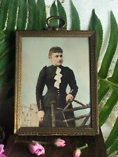 Small Antique Framed Photo Victorian Woman Gold Bubble Glass Frame picture