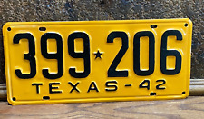 Vintage Texas 1942 Automobile License Plate ~ Antique 42 Tx Car Tag 399*206 picture