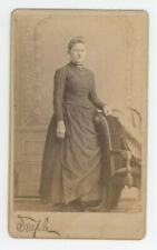 Antique CDV Circa 1870s Lovely Woman Wearing Beautiful Victorian Era Dress picture