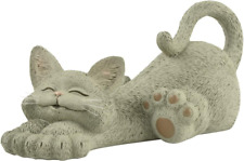 Whimsical Happy Cat Grey Lounging Figurine Relaxing Yoga Decor - Happy Cat Colle picture