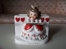 Vtg Napco Rare 'QUEEN OF HEARTS'  RED/WHITE/GOLD Planter (See small flaws below) picture