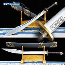 Chinese WUSHU Dao Broadsword Stainless Steel Blade Sword Sharp Oxtail Knife picture