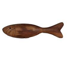 Vintage Carved Wood Decoy Fish W/ Glass Eye Hole On Bottom Double Sided 8