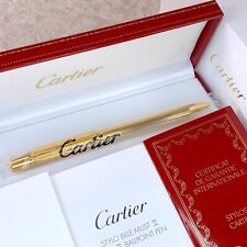 Vintage Cartier Ballpoint Pen must ⅡGodron 18K Gold Finish w/ Case&Papers SEALED picture