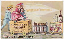1892 Children Ride Play Train~Williams' Root Beer Extract~ Antique Trade Card picture