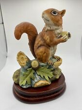 Vintage Andrea By Sadek Porcelain Red Squirrel Figurine w/Wooden Stand, #5622 picture
