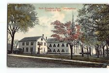 Old Vintage Postcard North Brookfield MA Congregational Church and Park picture