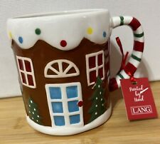 LANG Gingerbread House Christmas Coffee Mug Hand Painted Whimsical 16 oz. NEW  picture