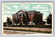 La Junta CO-Colorado, Panoramic High School, Antique Vintage c1926 Postcard picture
