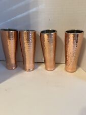 Set Of Four Hammered Copper Insulated Mugs 8 Inches picture