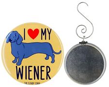 Dachshund I Love My Wiener Dog Ornament Decor Gift Collectible Accessories Black picture