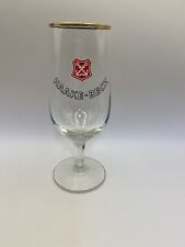 Vtg German Haake-Beck Beer Logo glass Stemmed Gold Trim Beer Glass picture