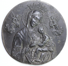 Antique 19c Russian Icon Tin Plaque Mother of God picture