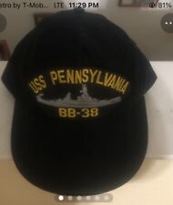 Military Cap With USS Pennsylvania BB-38 Lead Class Battleship SnapBack Vintage picture