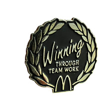 McDonalds Pin Winning Through Team Work Crew Member Lapel Vintage Pinback  picture