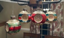 Vintage Shiny Brite Striped Double Indent Christmas Ornament, Lot Of 4 picture