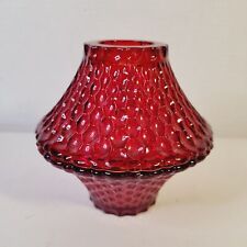 VTG Fairy Lamp Ruby Red Pagoda Indiana Glass 3pc RARE Fenton Diamond Quilt Nice picture