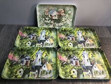 Melplus Monza Melamine Mini Snack Tray Italy R2S Bird Houses Trees Lot A5 picture