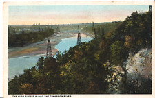 Vintage Postcard The High Bluffs Along the Cimarron River Oil Wells Oklahoma picture