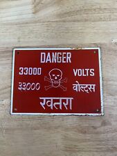 Vintage Porcelain Danger 33000 Volts Sign picture