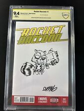 Rocket Raccoon #1 CBCS 9.4 SS Signed & Sketched Skottie Young Blank Variant 2014 picture