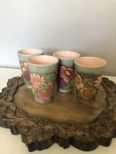 Vintage Handmade Glasses Cottagecore 1968 Signed By Artist Set Of Four EUC picture