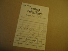 Tom's Ol' Fashund Pretzel Bakery circa 1930's READING PA billhead picture