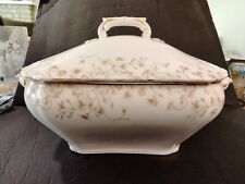 Antique T&V Ovington Brothers Soup Tureen Covered Bowl Gold and White picture