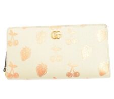 Gucci GG Marmont Berry Strawberry White Long Wallet Round Zip Used picture