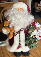 Standing Holiday Santa Approx 18 Inches Tall w/Teddy Bear picture