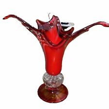 Rare Stunning Red, Clear, And Amberina Art Glass.  15”H picture