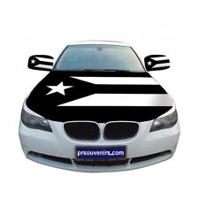 Set 3 Pcs Puerto Rico Black Flag Car Hood Cover (3.3X5FT) 2 Wing Mirror Covers picture