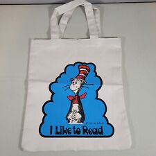 Dr Suess I Love to Read Library Book Canvas Tote Bag Cat in Hat Vtg 80s picture