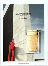 2022 Cartier La Panthere Fragrance Print Ad, Sexy Woman Red Suit Tall Stone Wall picture