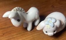 PRECIOUS MOMENTS 1980 & 1982  Christmas Nativity Donkey Figurine + 1982 Pig EX picture