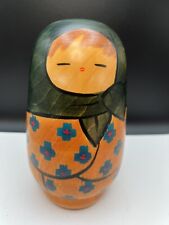 Vintage Kokeshi Doll Hand Painted Solid Wood 7” In  picture