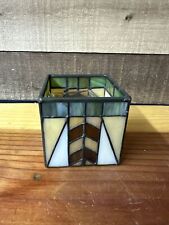 Vtg. Partylite Slag Stained Glass Votive  Earth Tones 3.5”X3.5” picture