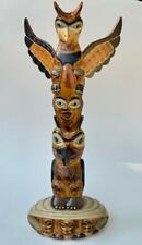 Ray Moore Alaska Black Diamond Totem Pole Native Art Wood Carving Sculpture 13” picture