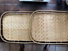 2 Vintage Retro Wicker and Bamboo Lap Trays, Set of  two. Serving Tray Beautiful picture